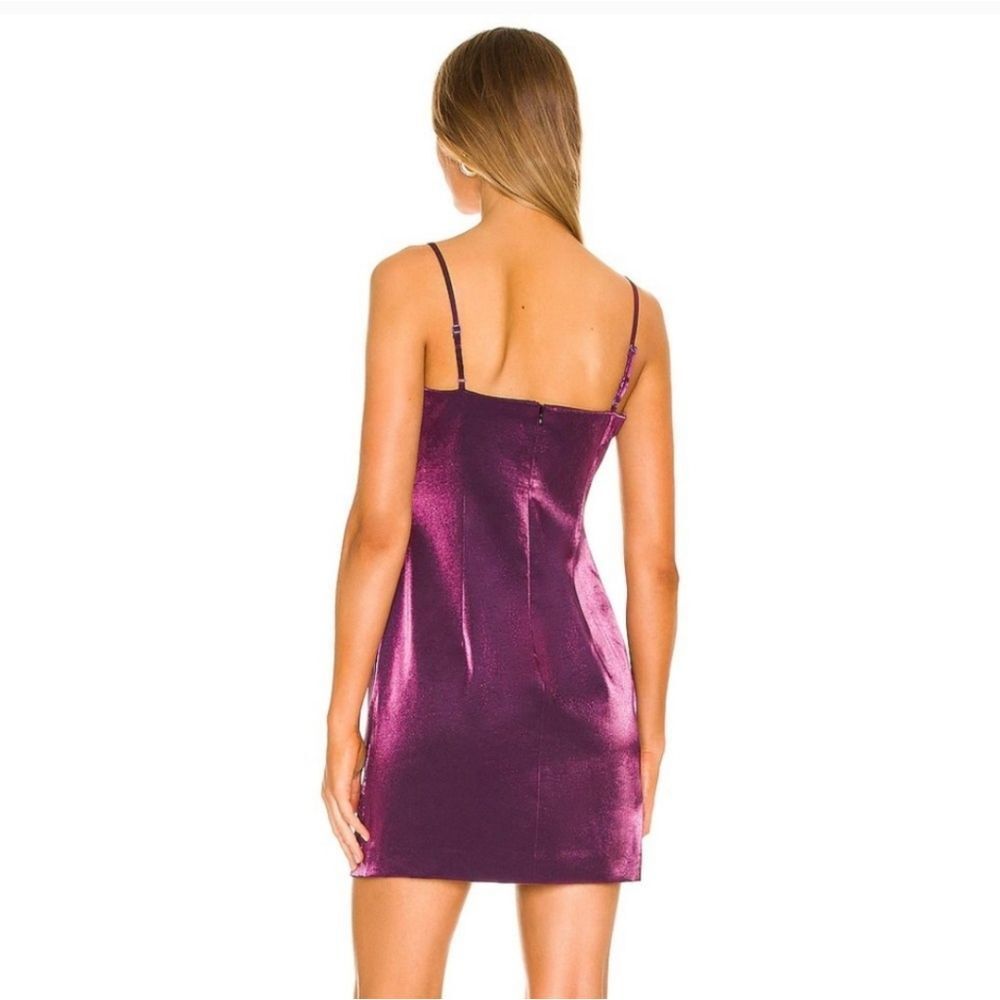 MILLY Mini Glazed Poly Slip Mini Dress Amethyst Purple Satin Size 6/Size 2 - Picture 4 of 11